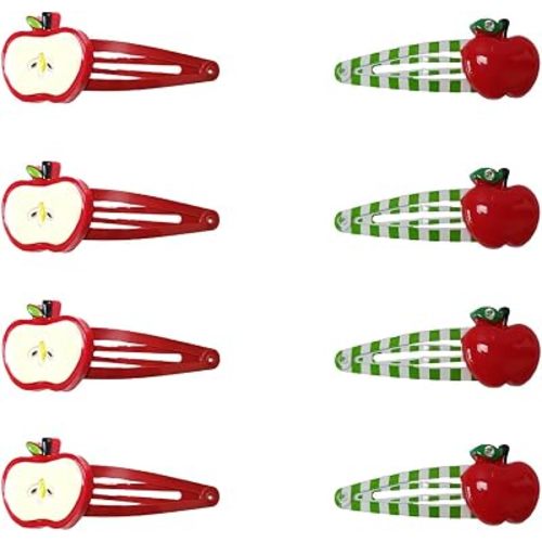 8pcs Apple Fruit Hair Clips,Cute Star Hair Barrettes for Women, Kawaii Y2k Apple Hair Accessories (Red)