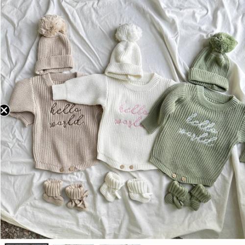Hello World Chunky Knit Romper Bundle