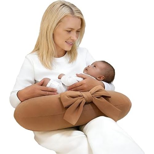 Nursing Pillow, U-Shaped Breastfeeding Support Cushion for Bottle & Breast Feeding (Brown)