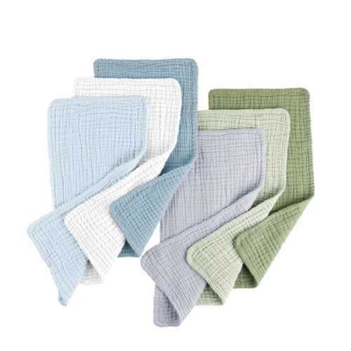 Konssy Muslin Baby Burp Cloths 6 Pack, Soft Absorbent 100% Cotton Burping Clothes for Newborns, Baby Boys and Girls, Unisex