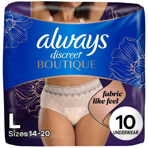 Always Discreet Boutique Underwear Women's Incontinence - Maximum Protection - Large - 10ct