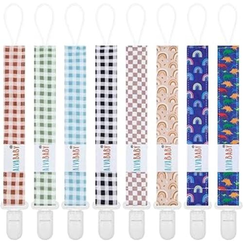 ALVABABY Pacifier Clips 8 Pack Pacifier Binky Paci Holder Leashes for Teethers 8DP20A