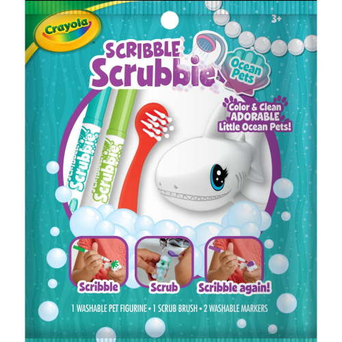 Crayola Scribble Scrubbie Fish Toy, 1 Ct Ocean Pet, Customizable & Washable, Gift for Kids 3+