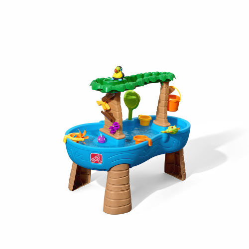 Step2 Kids Outdoor Tropical Rainforest Water Table Playset with Splash Pond & Shower Effect, 13-piece