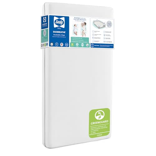 Sealy Baby Infant & Toddler Crib Mattress - DuoBreathe 2 Stage Waterproof and Breathable, Non Toxic, GREENGUARD Gold Certified, Made in USA, 52x28