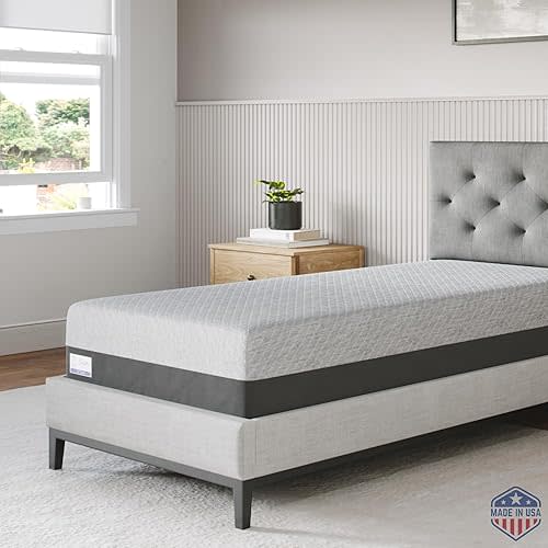 Gel Memory Foam Mattress in a Box, Made in The USA, CertiPUR-US® Certified Foam, Oeko-Tex, and Fiberglass-Free Certified Bed, 10 inch Medium - Twin