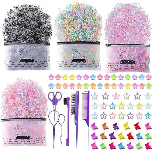 2076 pcs Hair Accessories for Girls Ponytail Holders Toddler Hair Ties with Mini Clip Hair Clips for Girls Rubber Bands Set