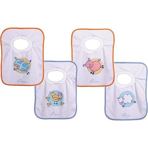 Dreambaby Terry Cloth Cotton Pullover Baby Bibs for Teething Feeding and Drooling - Super Absorbent & Extra Soft - Machine Washable - Farm Animals