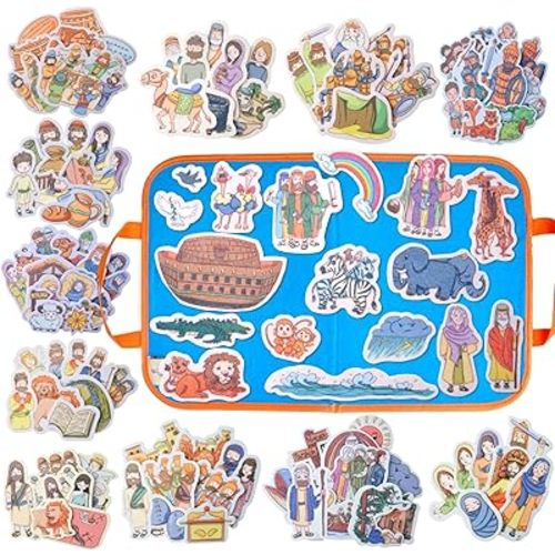 CHEFAN 12 Pack Felt Board Bible Stories Pieces,Flannel Board Stories for Preschool Activities Included a Felt Bag