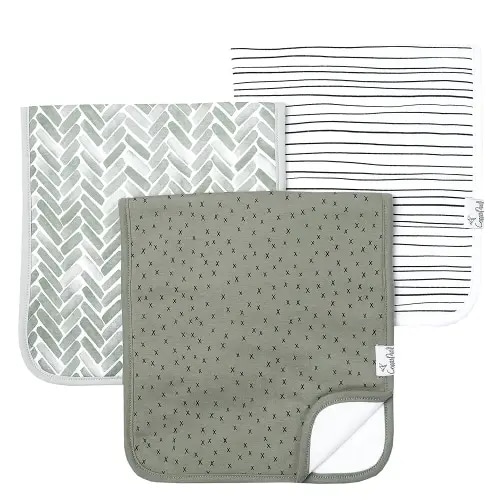 Copper Pearl Premium Baby Burp Cloths - 3-Pack Large Cotton Burp Cloths, Extra Soft Spit Up Rags with 3 Absorbent Layers, Perfect for Baby Boy and Baby Girl Gifts (21" x 10" Size, Alta Set)