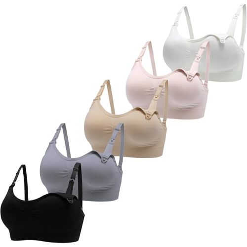 Lataly Womens Seamless Nursing Bra Sleeping Maternity Bralette for Breastfeeding Pack of 3