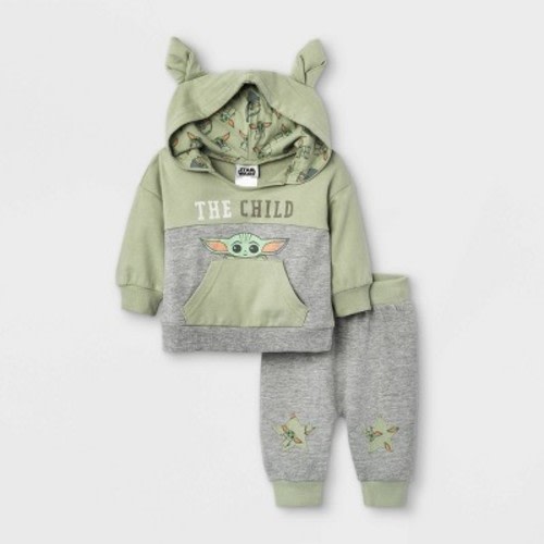 Baby Boys' 2pc Star Wars Baby Yoda French Terry Pullover and Jogger Set - Green 6-9M