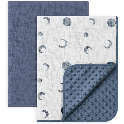 Susurration Baby Blanket for Unisex Boys Girls, Soft Nursery Minky Blanket with Muslin Cotton Front and Dotted Fleece Back, Receiving Blanket for Baby Newborn Infant, 30x40inch