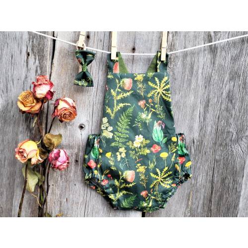 Wildflower baby clothes, wildflower gift, Summer baby romper, Boho baby girls clothes, baby girl romper, floral romper, botanical baby