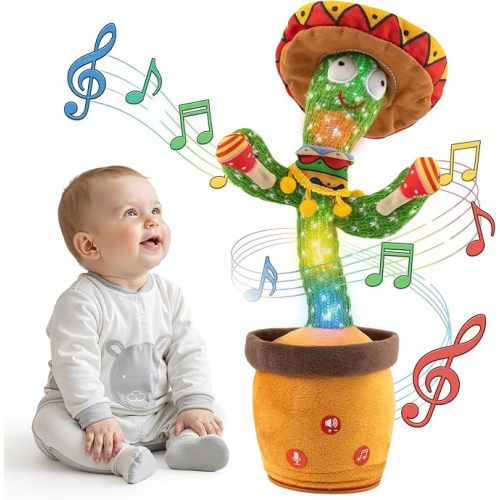 Ayeboovi Dancing Talking Cactus Baby Toy Mimicking Recording Cactus Toy Repeats What You Say 120 Songs Toddler Toys Gifts for Kids Birthday Gifts for 3 4 5 6+