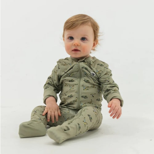 Baby Zip Up - Flying Ducks Green – BURLEBO