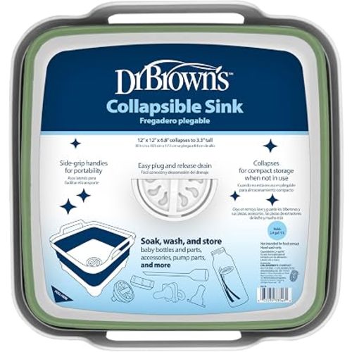 Dr. Brown's Collapsible Sink, BPA-Free, Green/White