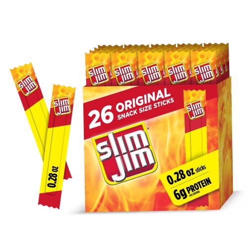 Slim Jim Original Snack Size Stick, 26 Individual Packs, 0.28 oz Meat Snacks