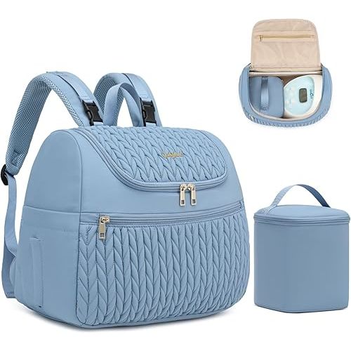 Qualyphant Breast Pump Bag for Spectra S1/S2 & Medela – Insulated Cooler Bag, 13" Laptop Sleeve, Diaper Bags Backpack – Lightweight, Water-resistant & Stylish for Work, Travel, Blue