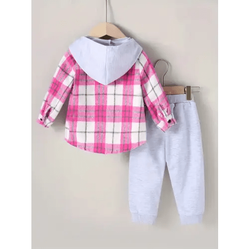 baby's pattern hooded shacket + casual pants toddler - Temu Canada