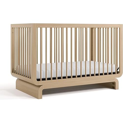 Storkcraft Santorini Deluxe 5-in-1 Convertible Crib with Bonus Toddler Guardrail (Driftwood) – GREENGUARD Gold Certified, Toddler Guardrail Included in Box, Fits Standard Crib Mattress