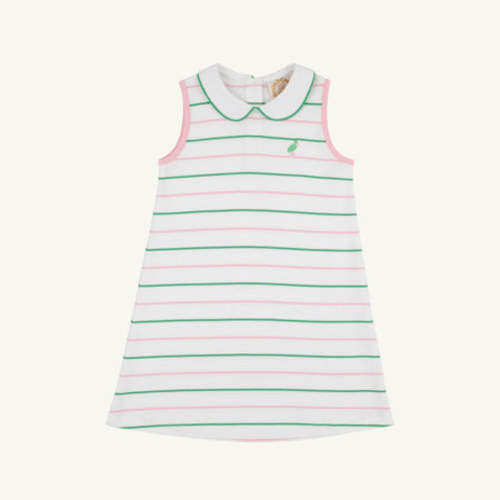 Sleeveless Maude's Peter Pan Collar Dress - Tradd Street Stripe with Pier Party Pink