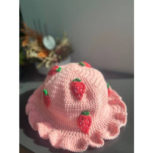 Strawberry Bucket Hat 2| Cute Fruit Crochet Handmade Hat