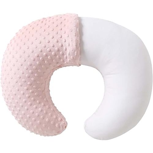 Nursing Pillow and Positioner, Breastfeeding, Bottle Feeding, Baby Sitting Support with Removable Ultra Soft Cover, Tummy Time Support for Baby Boys and Girls (Lightpink)