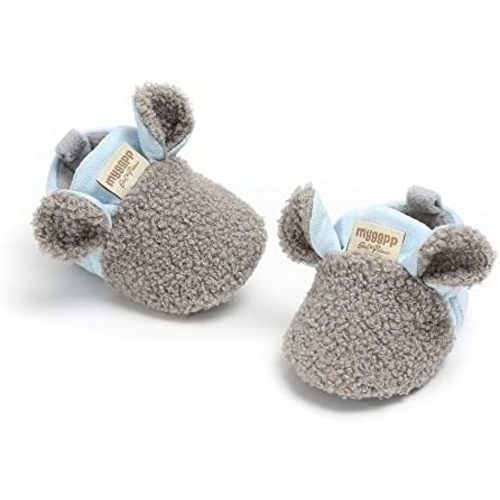 Baby Booties Cozy Fleece Slippers Soft Baby Shoes With Gripper Soles, Winter Warm Infant Newborn Crib Sock Shoes First Walkers