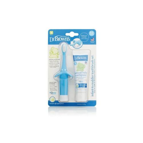 Dr. Brown Natural Flow Infant Toothbrush, Toothpaste Combo Pack, Blue