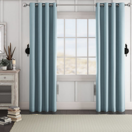 Wade Logan® Lythrodontas Faux Linen Total Blackout Curtain Panels | Wayfair