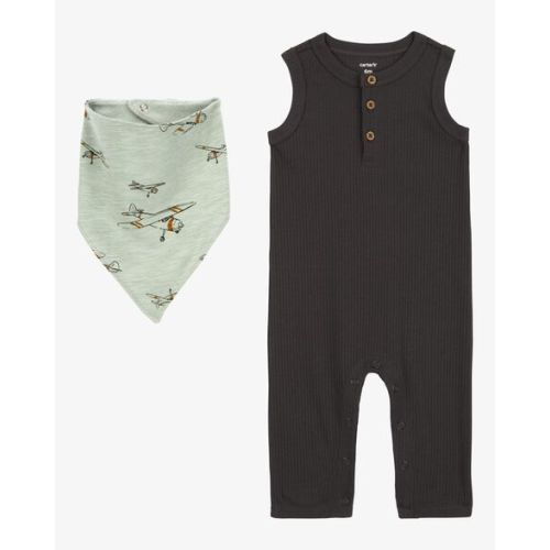 Baby 2-Piece Drop Needle Jumpsuit & Bandana Bib Set | Carter's