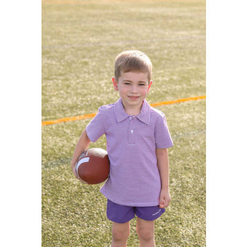 Henry Game Day Polo- Purple Stripe – 4 Kids Only
