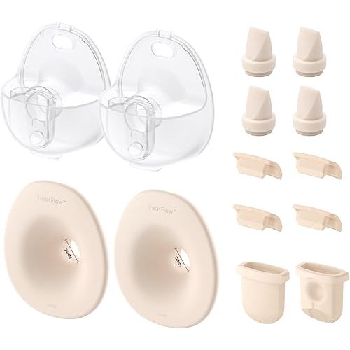 eufy Original 24mm Flange, Milk Container[2-Pack], Diaphragm [2-Pack] & Duckbill Valves[4-Pack], Spout Cap [4-Pack], Replacement Accessories for Wearable Breast Pump S1/S1 Pro