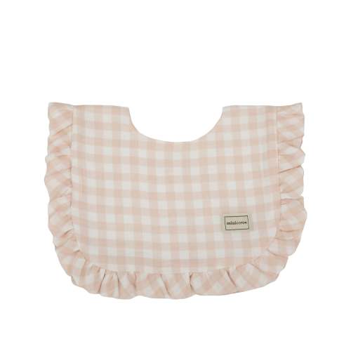 Ruffle Muslin Bib Vichy Rosa