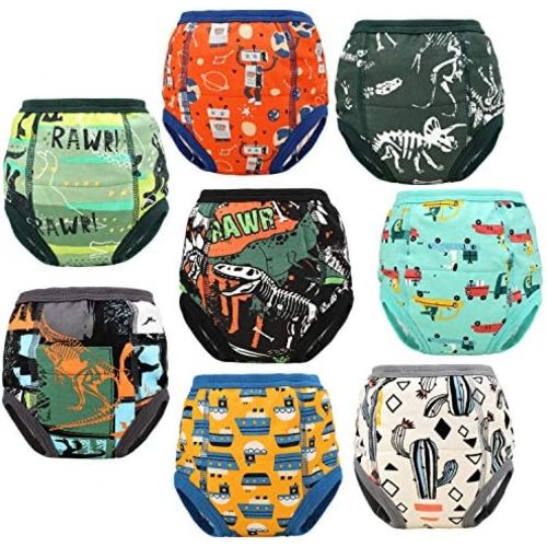 MooMoo Baby 8 Packs Potty Training Pants Cotton Absorbent Training Underwear for Toddler Boy and Girls 2T-9T