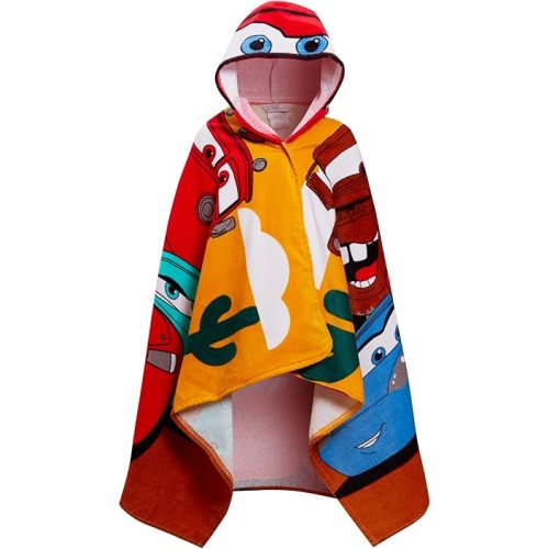 Disney Cars Hooded Towel 100% Cotton Kids Dress Up Lightning McQueen Poncho Beach Bath Towel Swimming Wrap