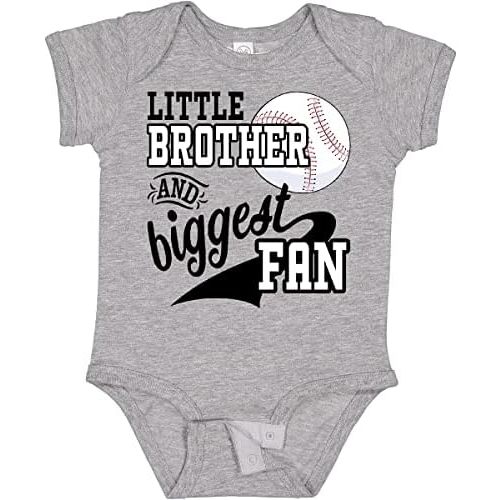 inktastic Little Brother and Biggest Fan- Baseball Family Fan Baby Bodysuit