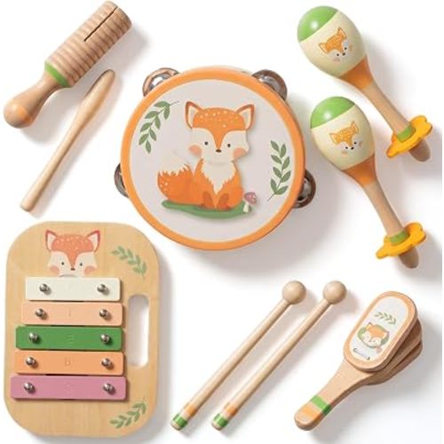 Wooden Musical Instruments Set for Toddlers 1-3, Montessori Toys