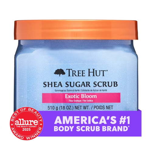 Tree Hut Exotic Bloom Shea Sugar Body Scrub 18 oz with Shea Butter and Natural Oils