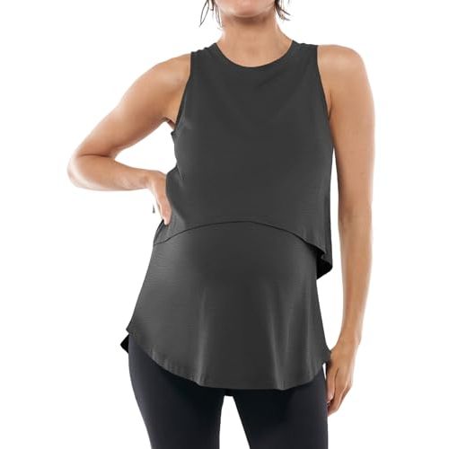 Tankaneo Womens Summer Maternity Nursing Tank Tops Sleeveless Double Layer Breastfeeding Shirt Pregnancy Clothes