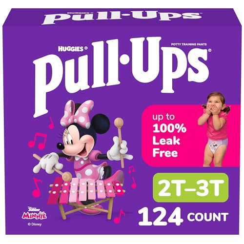 Pull-Ups Girls' Potty Training Pants, Size 2T-3T Training Underwear (16-34 lbs), 124 Count (4 packs of 31)