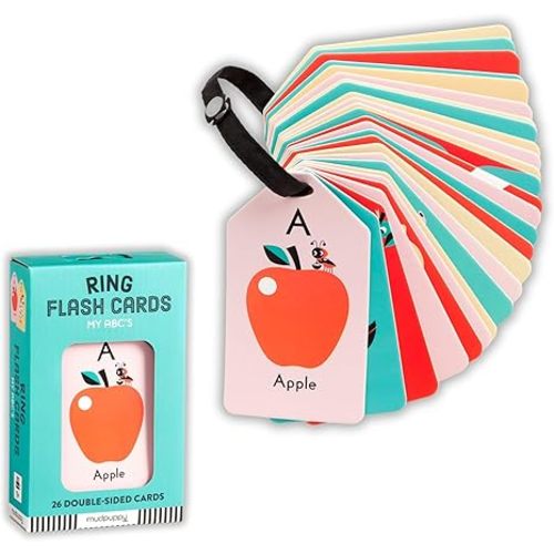 Mudpuppy My ABC's — Ring Flashcards 26 Durable Double Sided Alphabet Cards And Reclosable Ring With Colorful Art For Kids Ages 1+ Perfect For Preschool Or Travel For Teachers And Parents