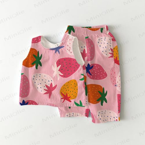 Baby 2-Piece Pink Strawberry Sleeveless Set