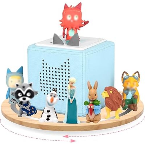 360° Round Turntable for Tonies Box Organizer Storage Shelf, Magnetic Floating Shelves for Toniebox 1/2 Player Tonies Figures, Display Collection 10~15 Characters (Natura)