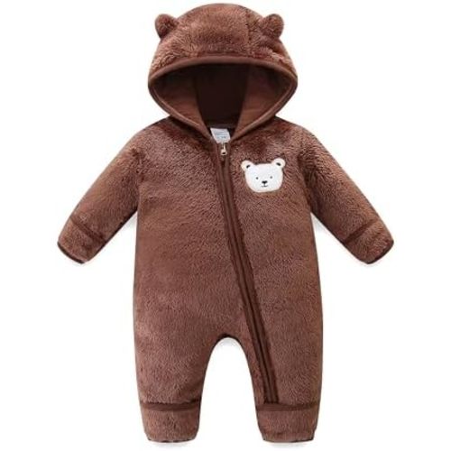 Babymine Baby Romper Infant Hooded Jumpsuit Long Sleeve Footed Onesie Outwear Outfits