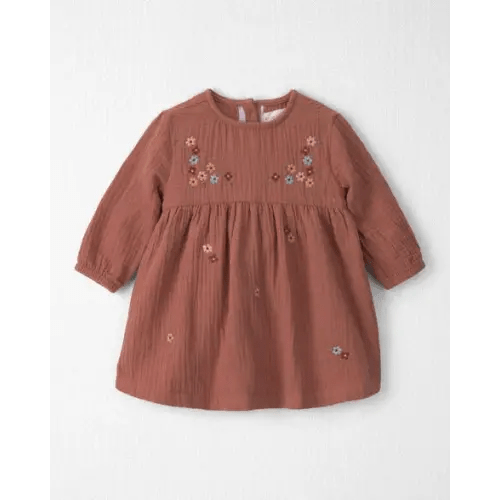 Baby Girl Organic Cotton Embroidered Gauze Dress - Little Planet | Carter's