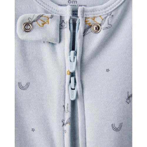 Baby Girl Unicorn Star Print 100% Cotton Long-Sleeve 2-Way Zip Sleep & Play Pajamas - Blue | Carter's