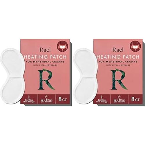 Rael Herbal Heating Patches, Period Cramps Relief, Heat Therapy, Ultra Thin Design, Large Size for Extra Coverage, All Skin Types (8 Count) (Pack of 2)