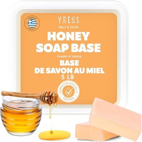 Skin Said Yes 5Lb Honey Soap Base - Melt and Pour Soap Making Supplies - SLS/SLES Free, No Palm Oil, Natural with Organic Honey - Rich in Antioxidants, Hydrating, Perfect for Handmade Projects